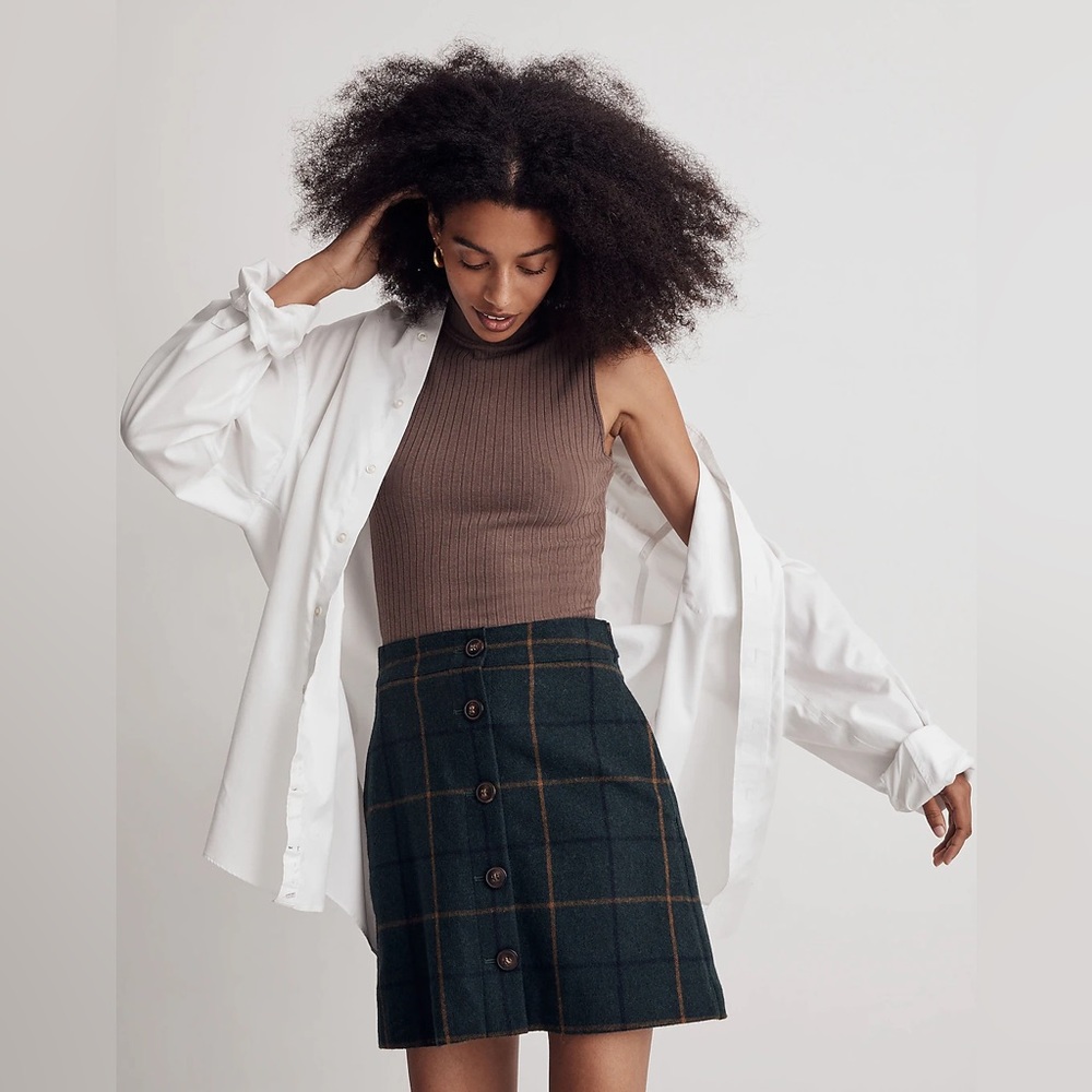 Madewell Wool Button-Front Skirt